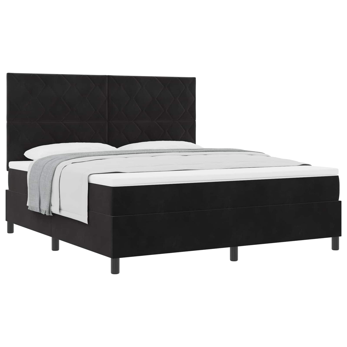 Κρεβάτι με ελατήρια με κεφαλάρι Μαύρο 180 x 200 cm Βελούδο - Pakobazaar