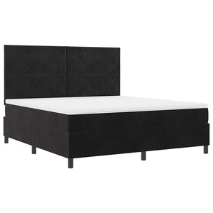 Κρεβάτι με ελατήρια με κεφαλάρι Μαύρο 180 x 200 cm Βελούδο - Pakobazaar