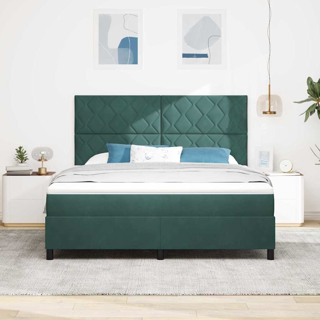 Κρεβάτι με ελατήρια Σκούρο Πράσινο 180 x 200 cm Βελούδο