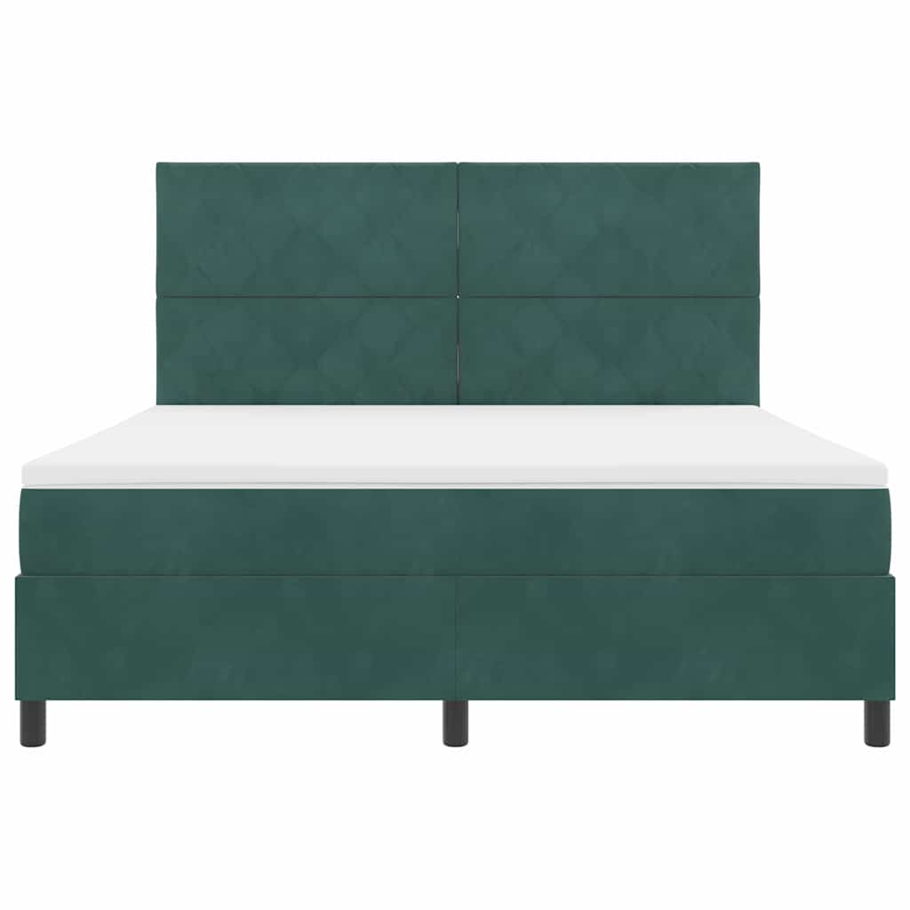 Κρεβάτι με ελατήρια Σκούρο Πράσινο 180 x 200 cm Βελούδο