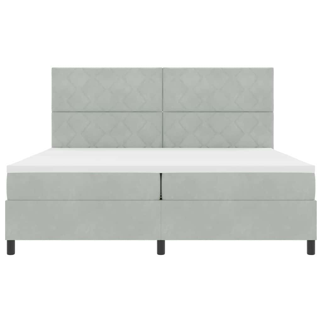 Κρεβάτι με ελατήρια Ανοιχτό γκρι 200 x 200 cm Βελούδο - Pakobazaar