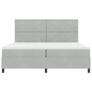 Κρεβάτι με ελατήρια Ανοιχτό γκρι 200 x 200 cm Βελούδο - Pakobazaar
