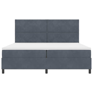 Κρεβάτι με ελατήρια Σκούρο Γκρι 200 x 200 cm Βελούδο - Pakobazaar