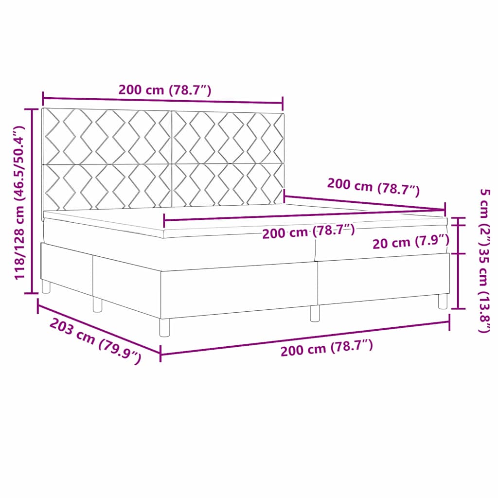 Κρεβάτι με ελατήρια Σκούρο Γκρι 200 x 200 cm Βελούδο - Pakobazaar