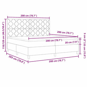 Κρεβάτι με ελατήρια Σκούρο Γκρι 200 x 200 cm Βελούδο - Pakobazaar
