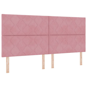 Κρεβάτι με ελατήρια με κεφαλάρι Ροζ 200 x 200 cm Βελούδο - Pakobazaar