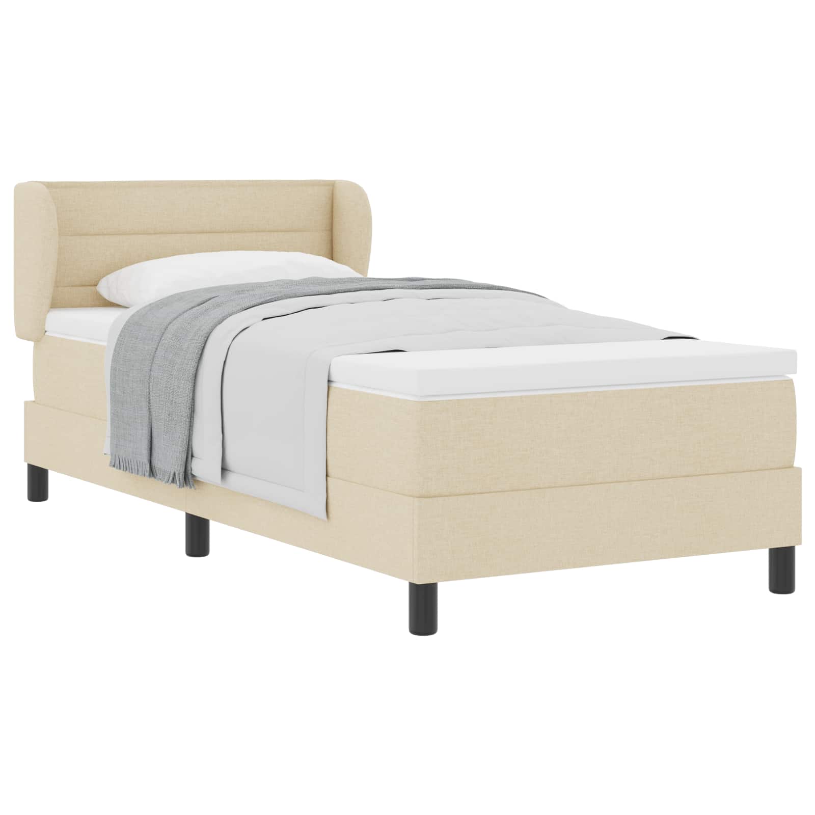 Κρεβάτι με ελατήρια με στρώμα Κρεμ 90 x 190 cm ύφασμα - Pakobazaar