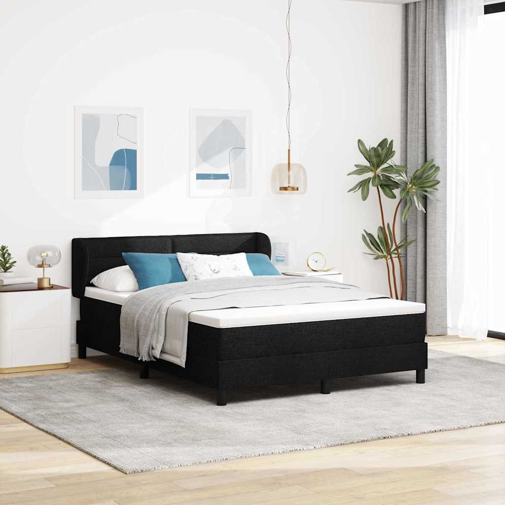 Κρεβάτι με ελατήρια με στρώμα Μαύρο 140 x 190 cm ύφασμα - Pakobazaar