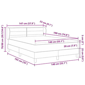 Κρεβάτι με ελατήρια με στρώμα Μαύρο 140 x 190 cm ύφασμα - Pakobazaar