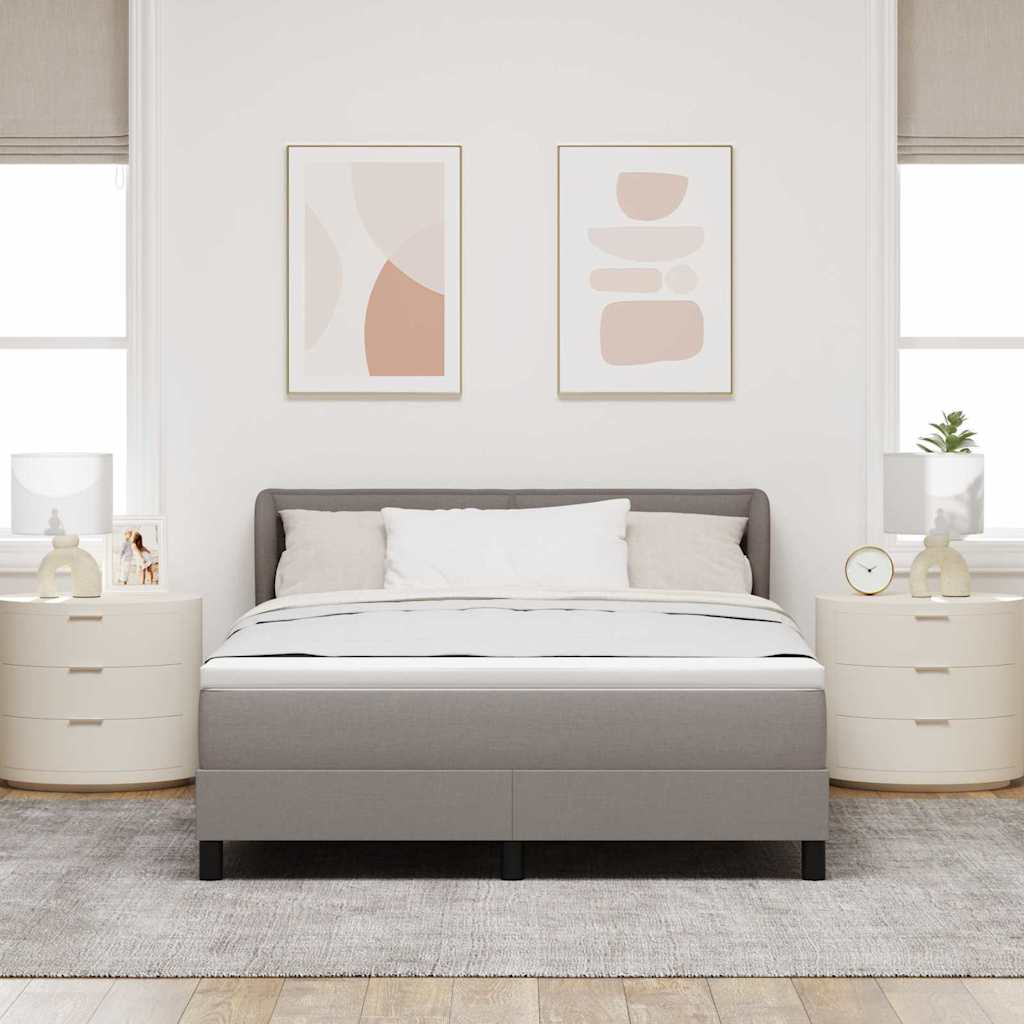 Κρεβάτι με ελατήρια με στρώμα Taupe 160 x 200 cm ύφασμα - Pakobazaar