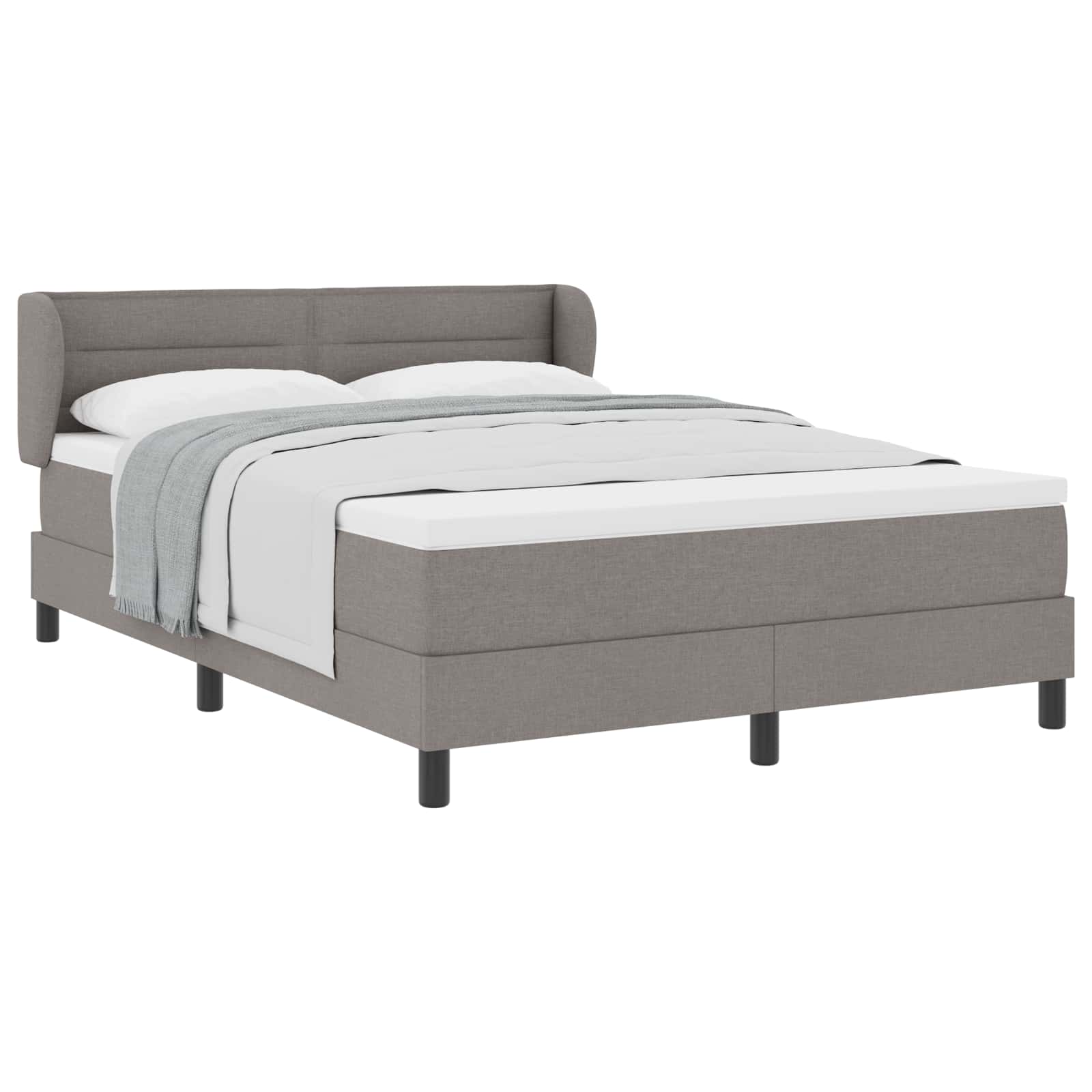 Κρεβάτι με ελατήρια με στρώμα Taupe 160 x 200 cm ύφασμα - Pakobazaar