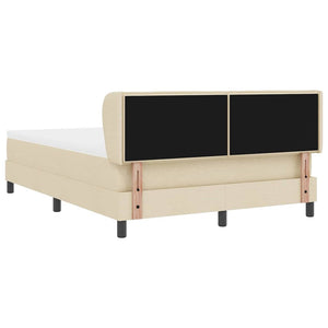 Κρεβάτι με ελατήρια με κεφαλάρι Κρεμ 160 x 200 cm ύφασμα - Pakobazaar