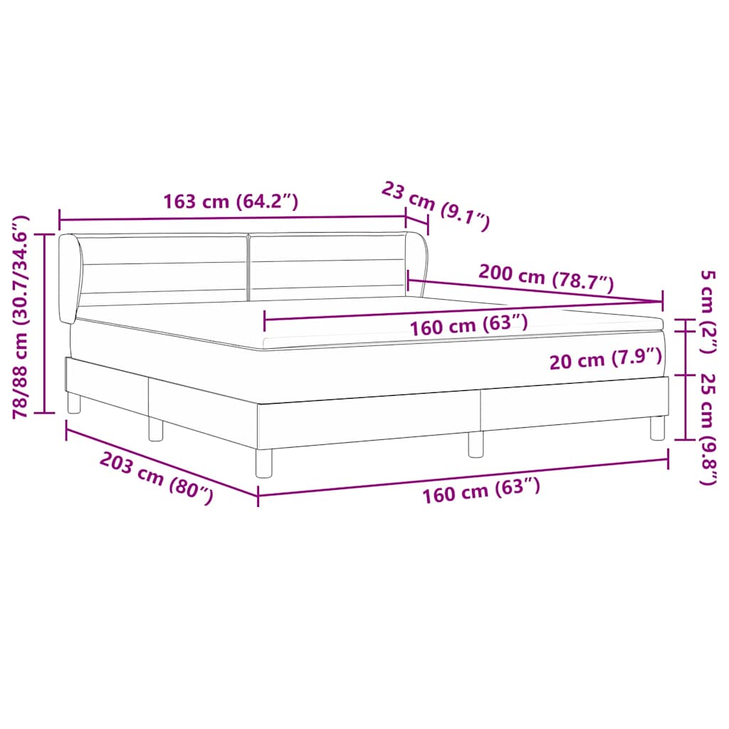 Κρεβάτι με ελατήρια με στρώμα Μπλε 160 x 200 cm ύφασμα - Pakobazaar