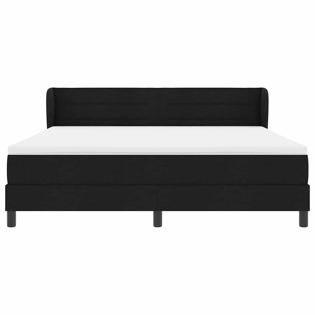 Κρεβάτι με ελατήρια με στρώμα Μαύρο 180 x 200 cm ύφασμα - Pakobazaar