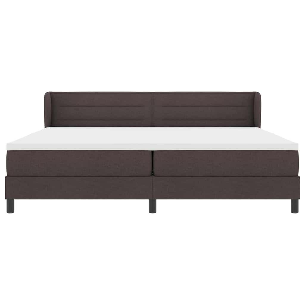 Κρεβάτι με ελατήρια με στρώμα Σκούρο Καφέ 200 x 200 cm ύφασμα - Pakobazaar