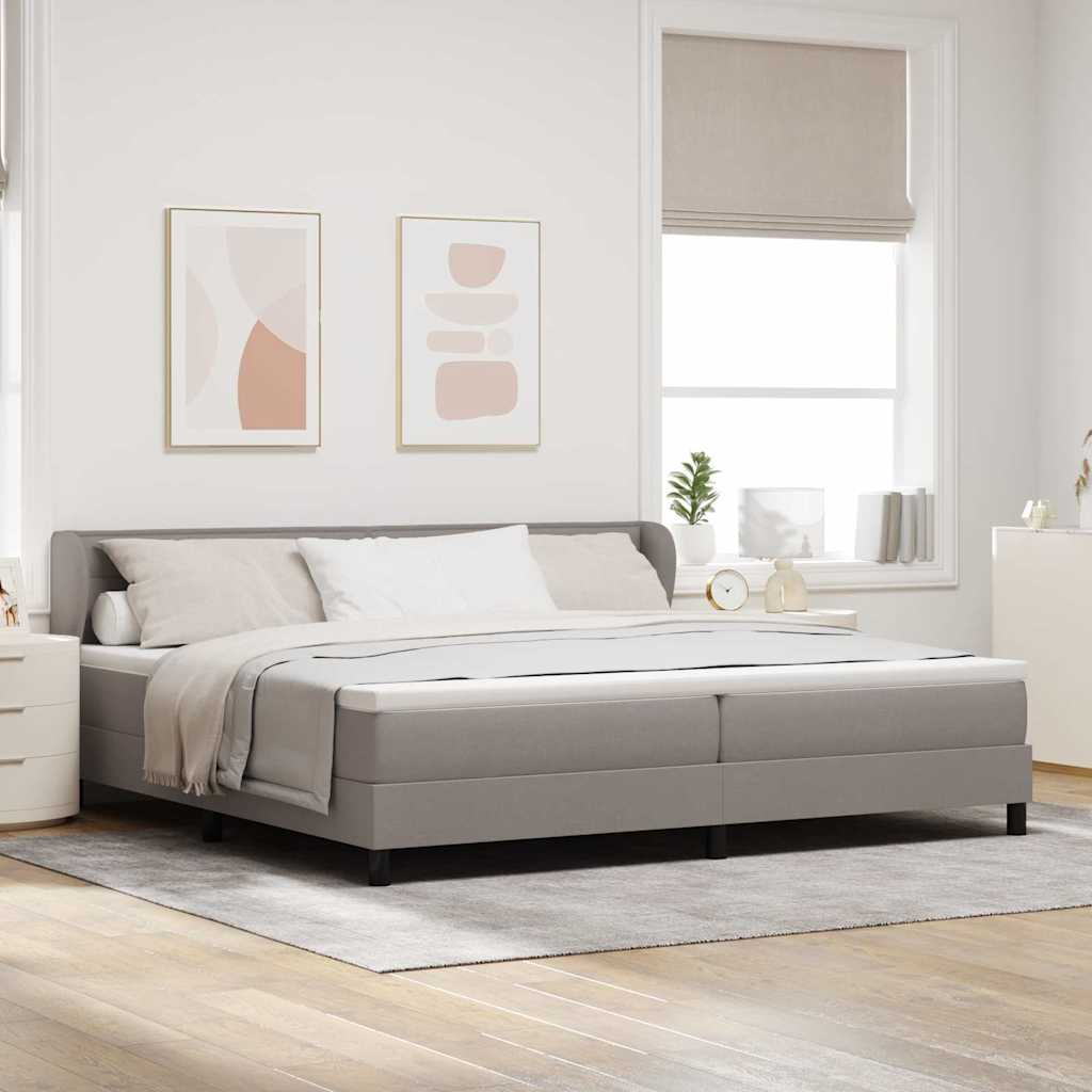 Κρεβάτι με ελατήρια με στρώμα Taupe 200 x 200 cm ύφασμα - Pakobazaar
