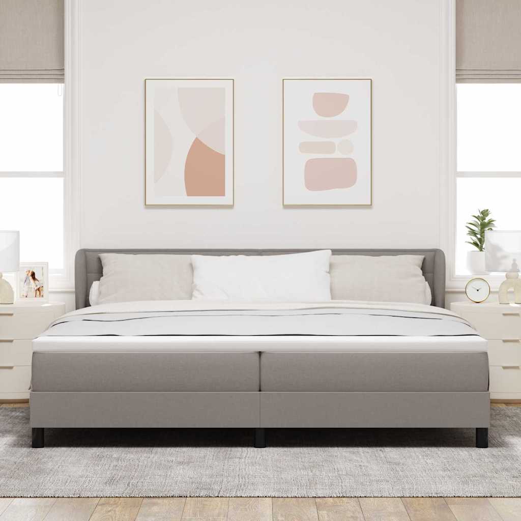 Κρεβάτι με ελατήρια με στρώμα Taupe 200 x 200 cm ύφασμα - Pakobazaar