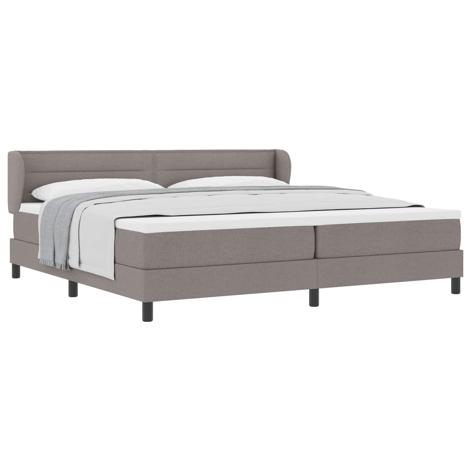 Κρεβάτι με ελατήρια με στρώμα Taupe 200 x 200 cm ύφασμα - Pakobazaar