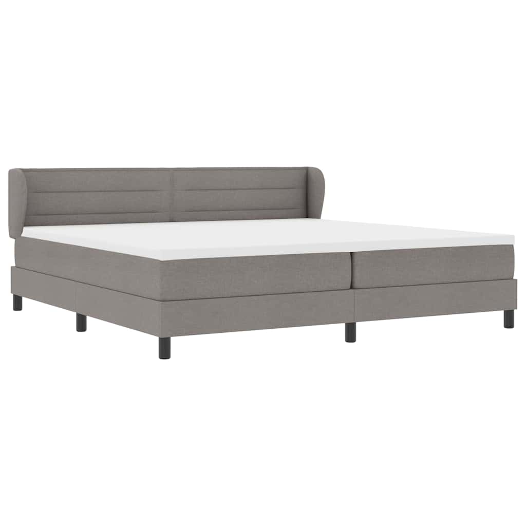 Κρεβάτι με ελατήρια με στρώμα Taupe 200 x 200 cm ύφασμα - Pakobazaar