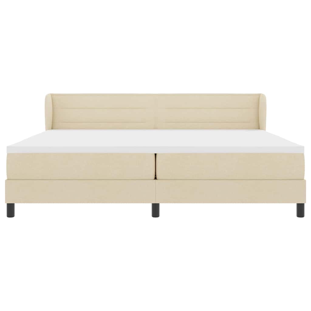 Κρεβάτι με ελατήρια με στρώμα Κρεμ 200 x 200 cm ύφασμα - Pakobazaar