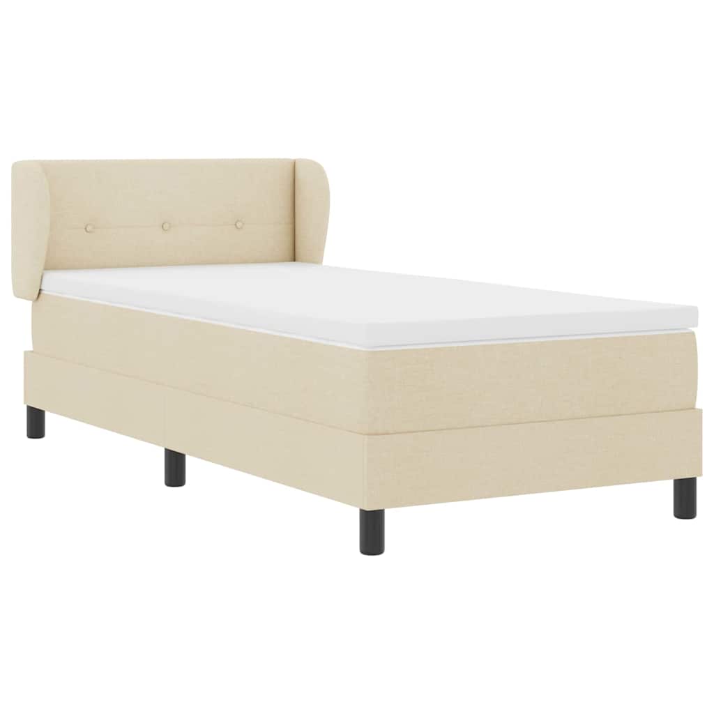 Κρεβάτι με ελατήρια με κεφαλάρι Κρεμ 80 x 200 cm ύφασμα - Pakobazaar