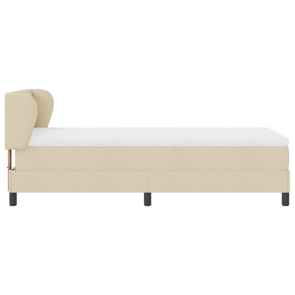 Κρεβάτι με ελατήρια με κεφαλάρι Κρεμ 80 x 200 cm ύφασμα - Pakobazaar