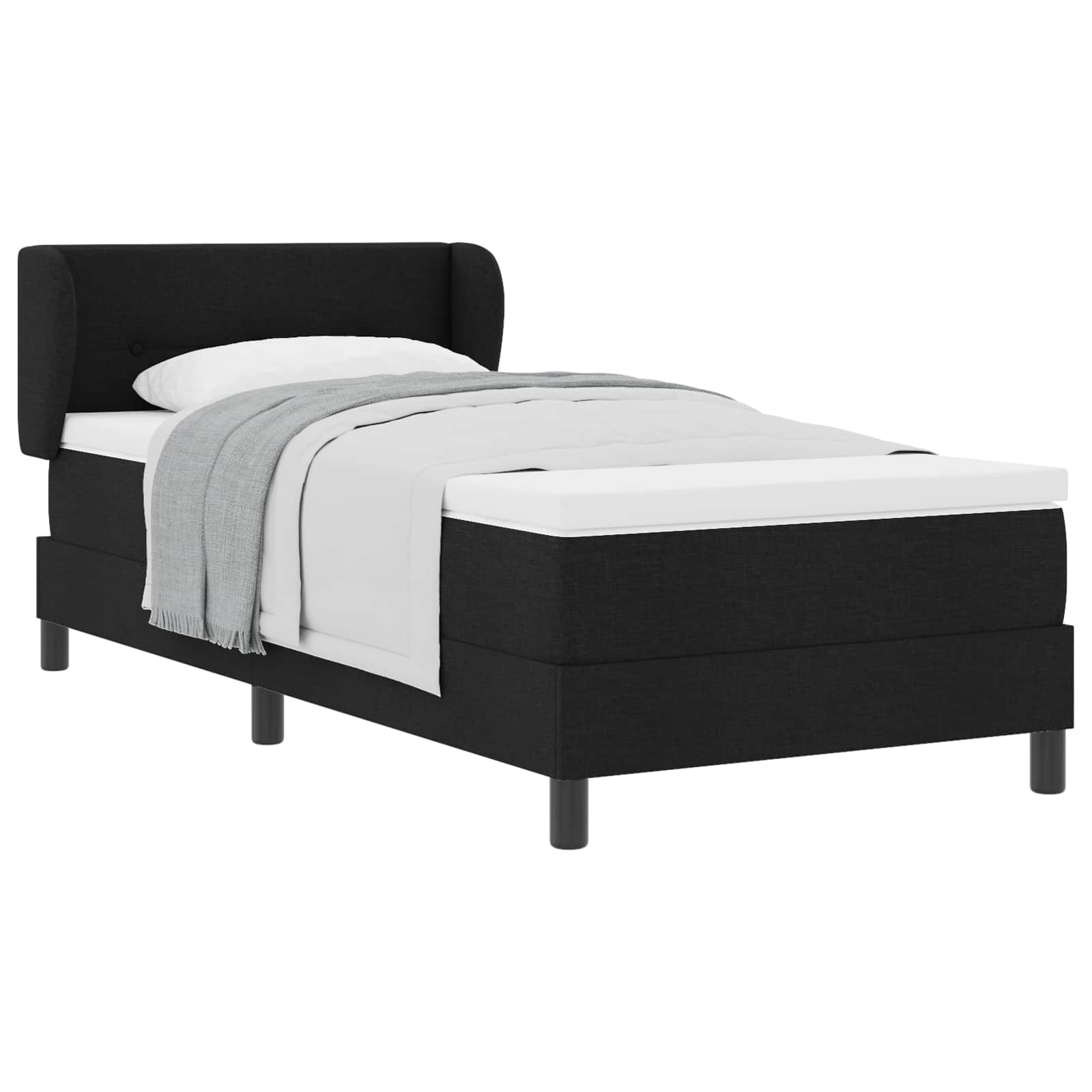 Κρεβάτι με ελατήρια με στρώμα Μαύρο 90 x 190 cm ύφασμα - Pakobazaar
