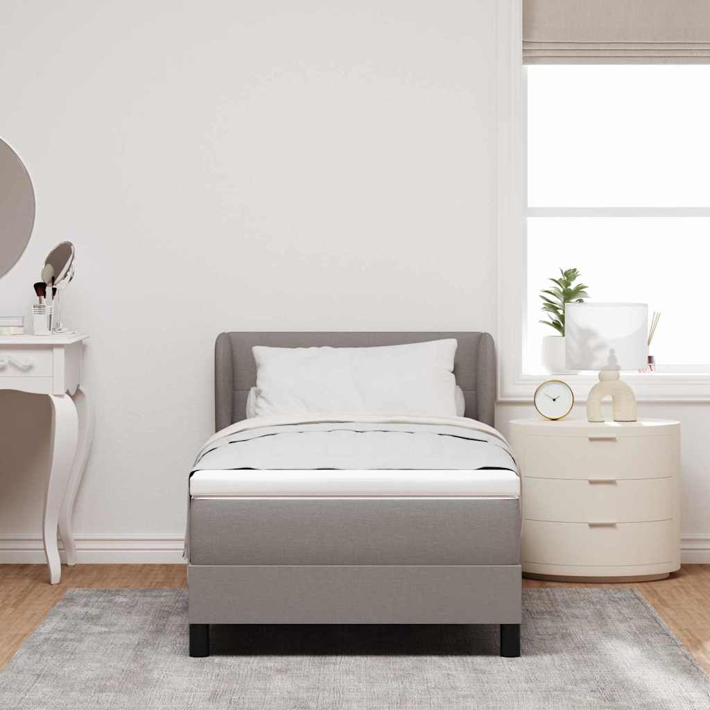 Κρεβάτι με ελατήρια με κεφαλάρι Taupe 90 x 200 cm ύφασμα - Pakobazaar