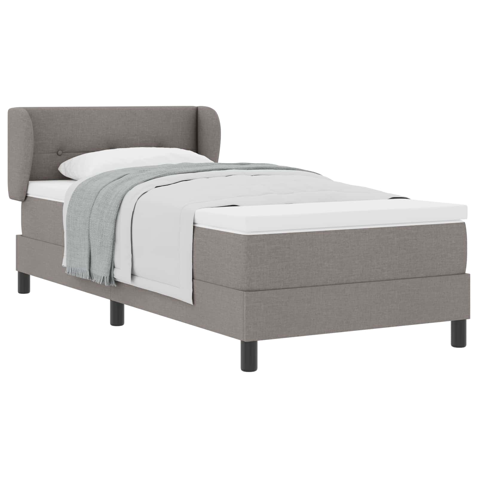 Κρεβάτι με ελατήρια με κεφαλάρι Taupe 90 x 200 cm ύφασμα - Pakobazaar