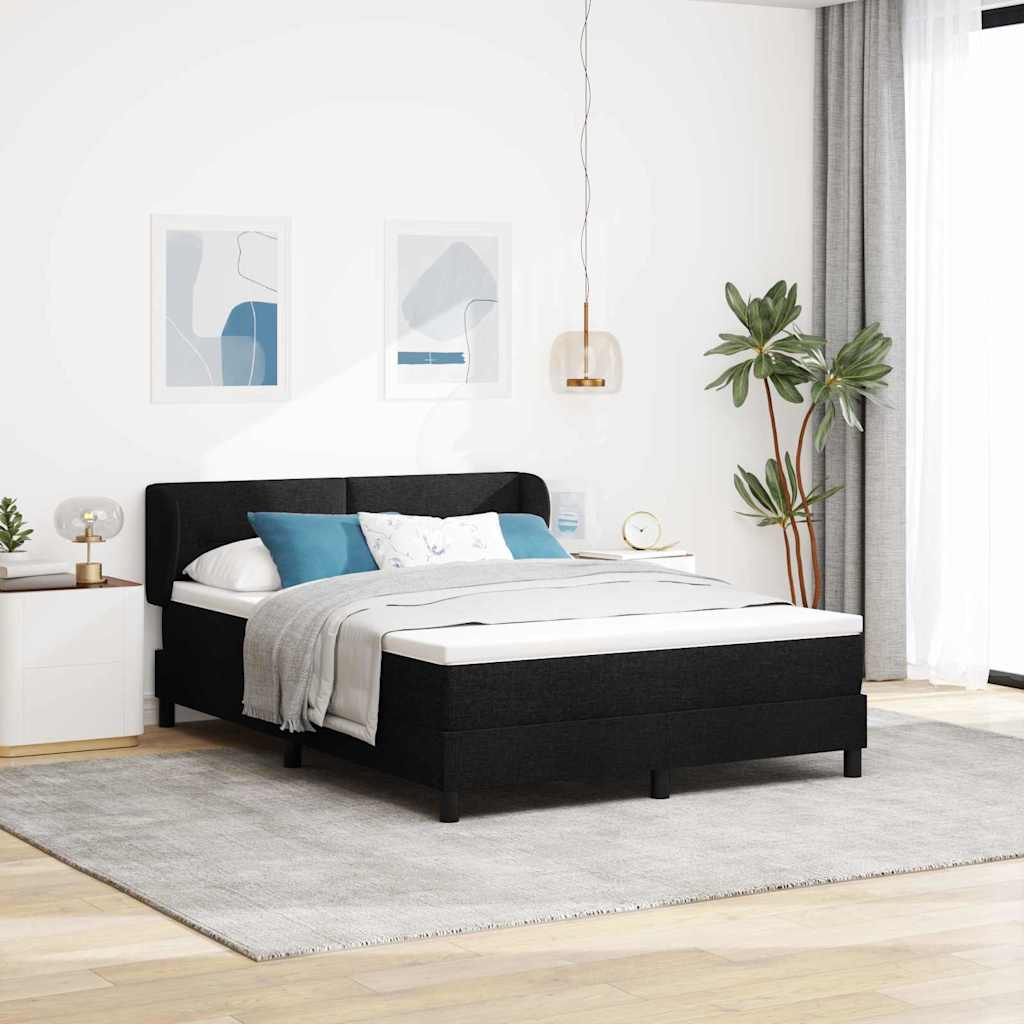 Κρεβάτι με ελατήρια με κεφαλάρι Μαύρο 140 x 200 cm ύφασμα - Pakobazaar