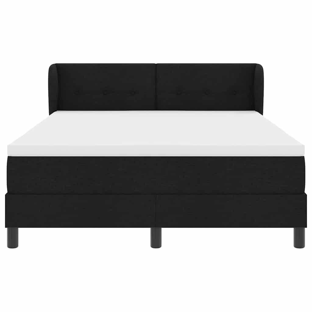 Κρεβάτι με ελατήρια με κεφαλάρι Μαύρο 140 x 200 cm ύφασμα - Pakobazaar
