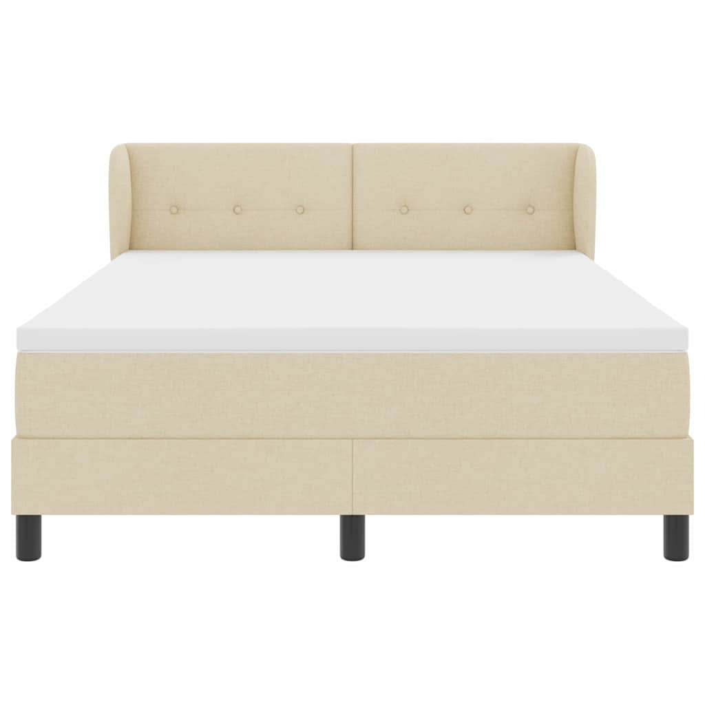 Κρεβάτι με ελατήρια με στρώμα Κρεμ 140 x 200 cm ύφασμα - Pakobazaar