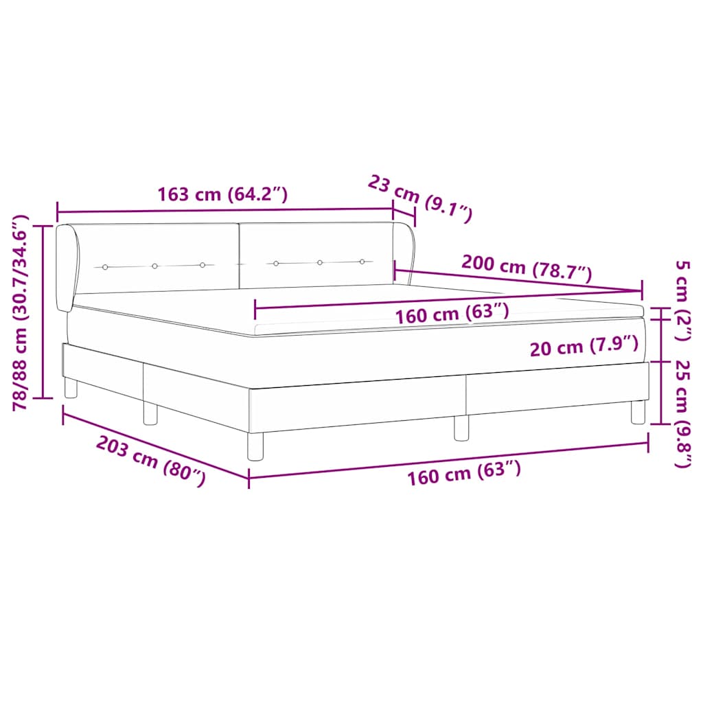 Κρεβάτι με ελατήρια με στρώμα Μπλε 160 x 200 cm ύφασμα - Pakobazaar