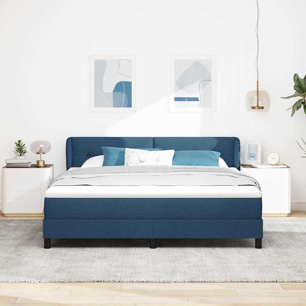 Κρεβάτι με ελατήρια με κεφαλάρι Μπλε 180 x 200 cm ύφασμα - Pakobazaar