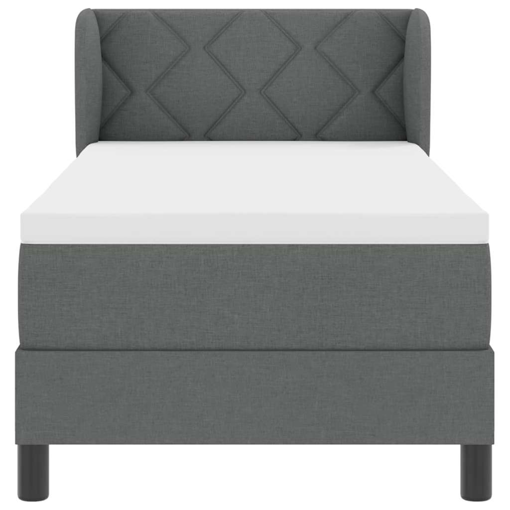 Κρεβάτι με ελατήρια με στρώμα Σκούρο γκρι 80 x 200 cm ύφασμα - Pakobazaar