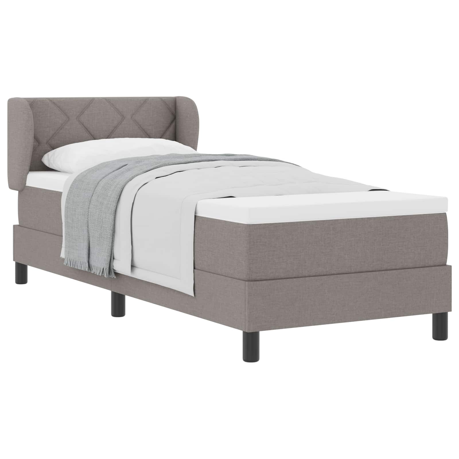 Κρεβάτι με ελατήρια με στρώμα Taupe 80 x 200 cm ύφασμα - Pakobazaar