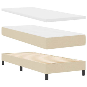 Κρεβάτι με ελατήρια με κεφαλάρι Κρεμ 80 x 200 cm ύφασμα