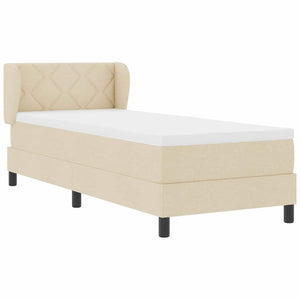 Κρεβάτι με ελατήρια με κεφαλάρι Κρεμ 80 x 200 cm ύφασμα