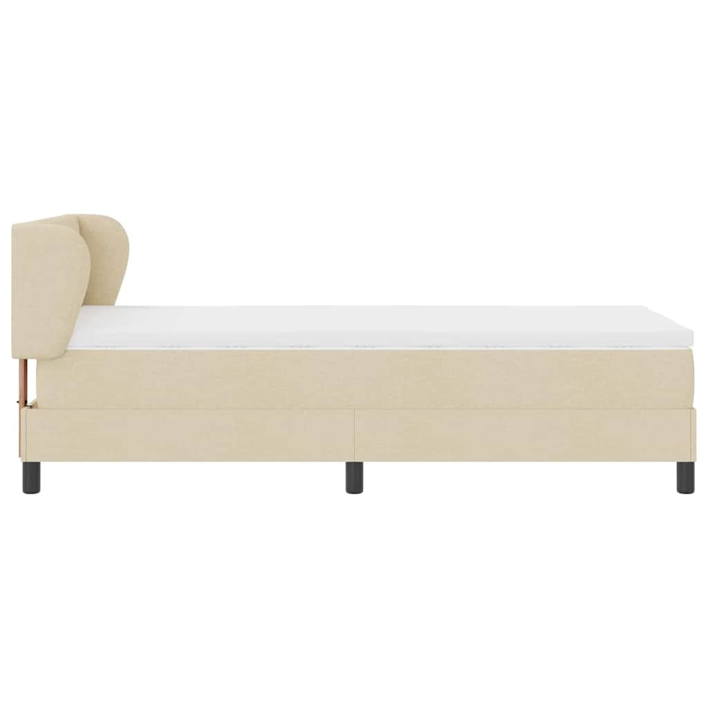 Κρεβάτι με ελατήρια με κεφαλάρι Κρεμ 90 x 190 cm ύφασμα - Pakobazaar