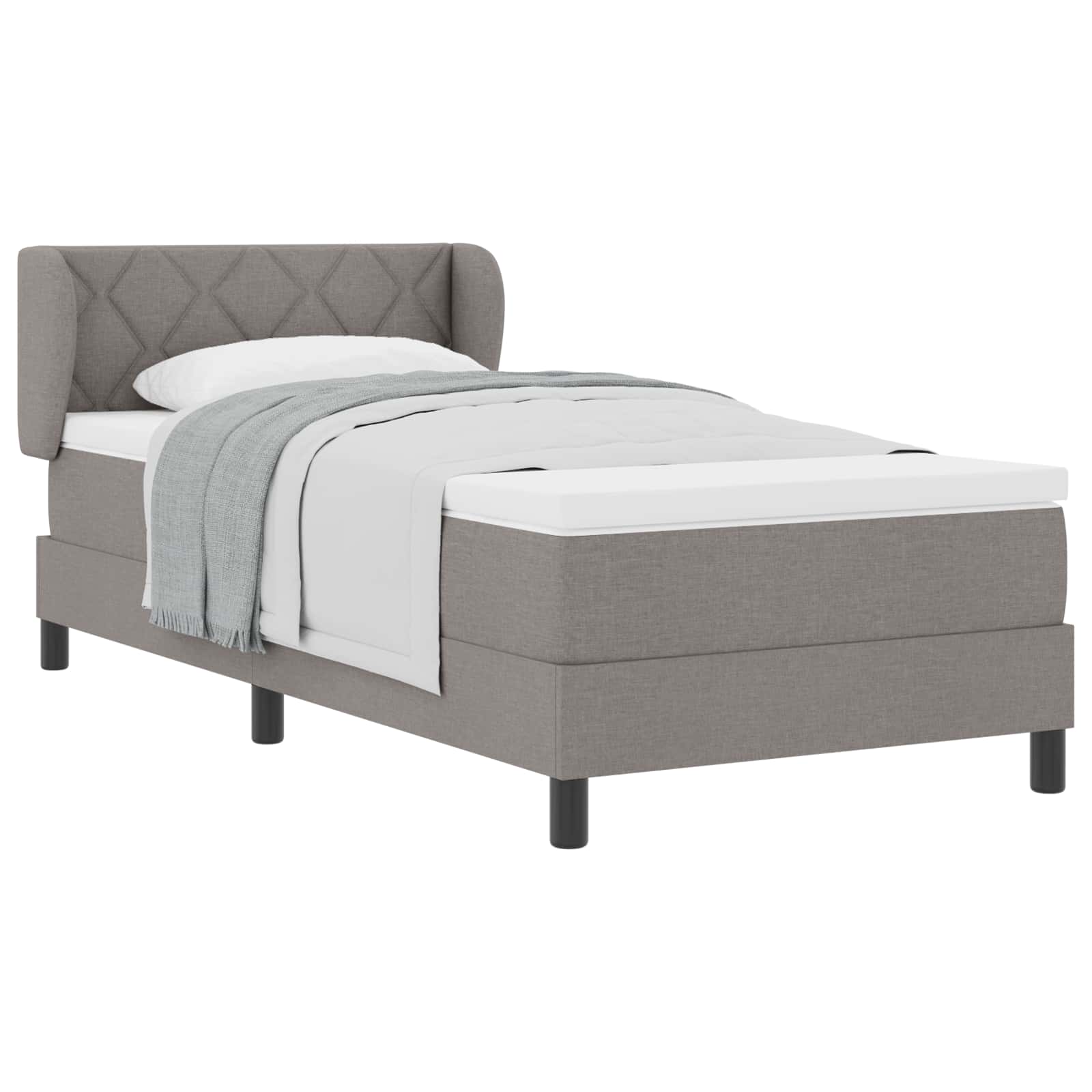 Κρεβάτι με ελατήρια με στρώμα Taupe 100 x 200 cm ύφασμα - Pakobazaar