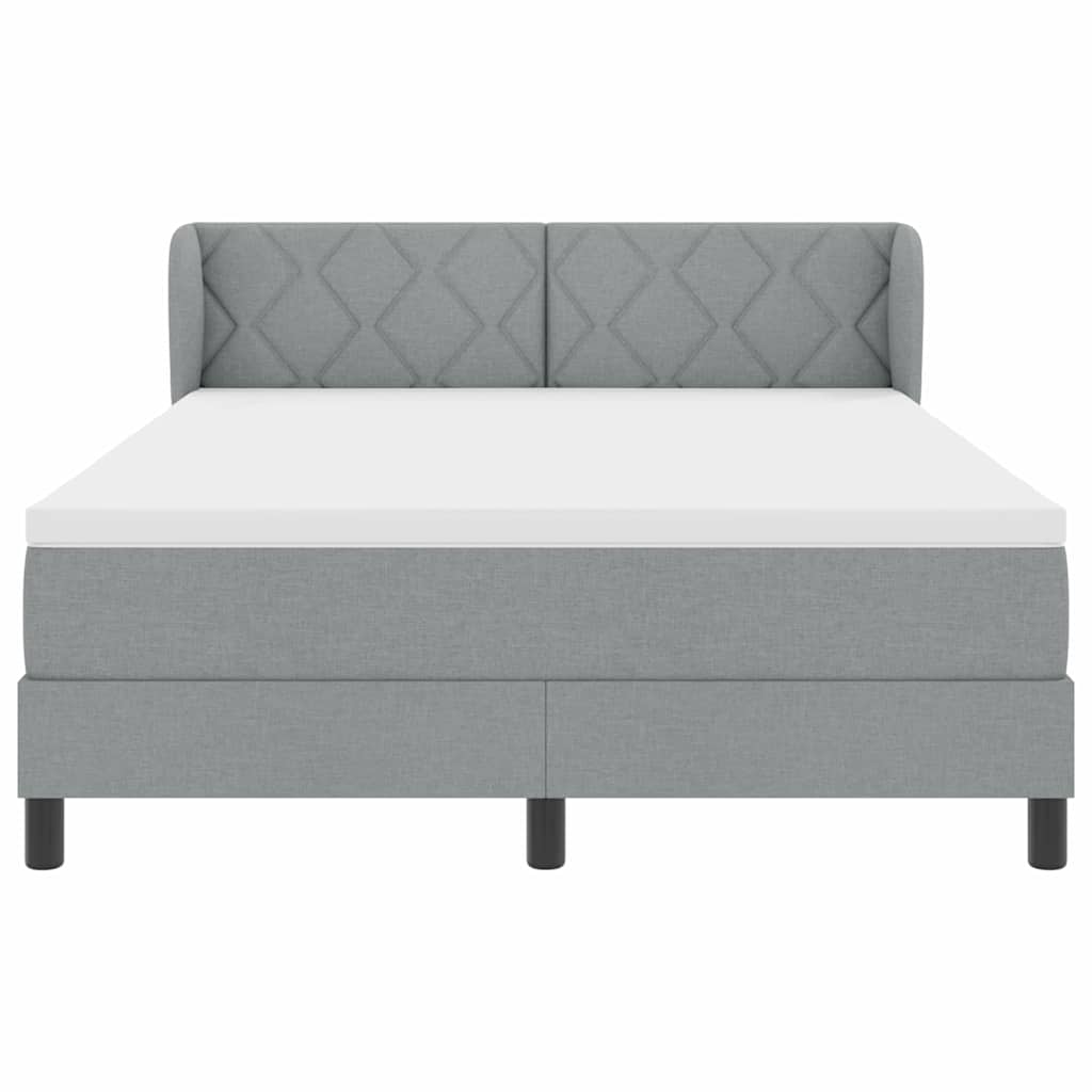 Κρεβάτι με ελατήρια Ανοιχτό γκρι 140 x 190 cm ύφασμα - Pakobazaar