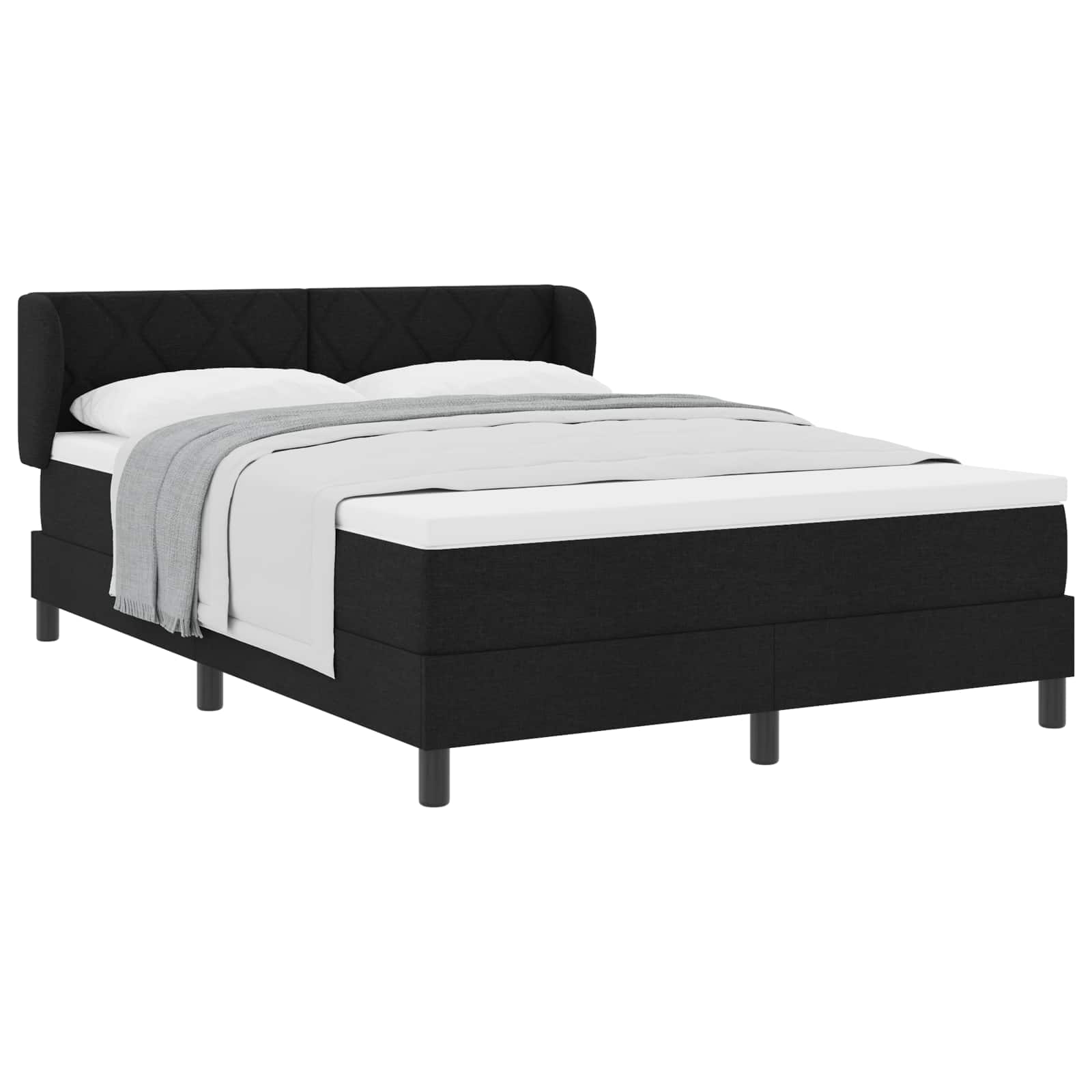 Κρεβάτι με ελατήρια με κεφαλάρι Μαύρο 140 x 190 cm ύφασμα - Pakobazaar
