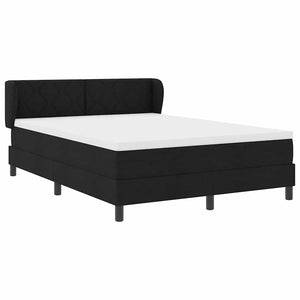 Κρεβάτι με ελατήρια με κεφαλάρι Μαύρο 140 x 190 cm ύφασμα - Pakobazaar