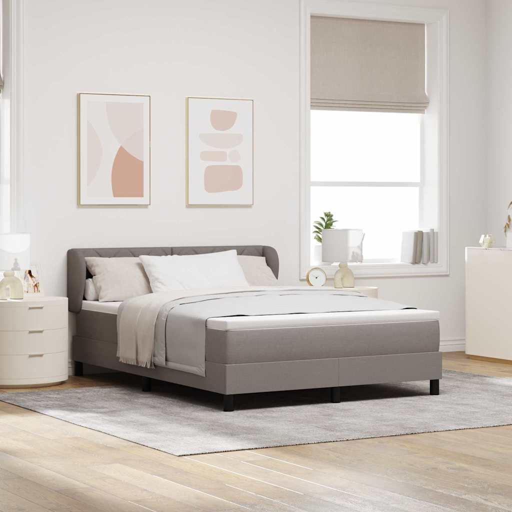 Κρεβάτι με ελατήρια με κεφαλάρι Taupe 140 x 190 cm ύφασμα - Pakobazaar