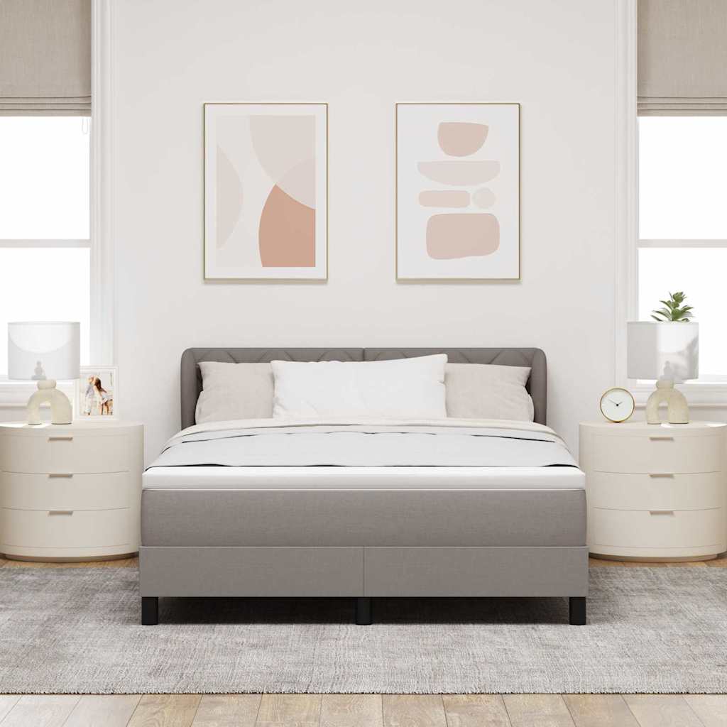 Κρεβάτι με ελατήρια με κεφαλάρι Taupe 140 x 200 cm ύφασμα - Pakobazaar