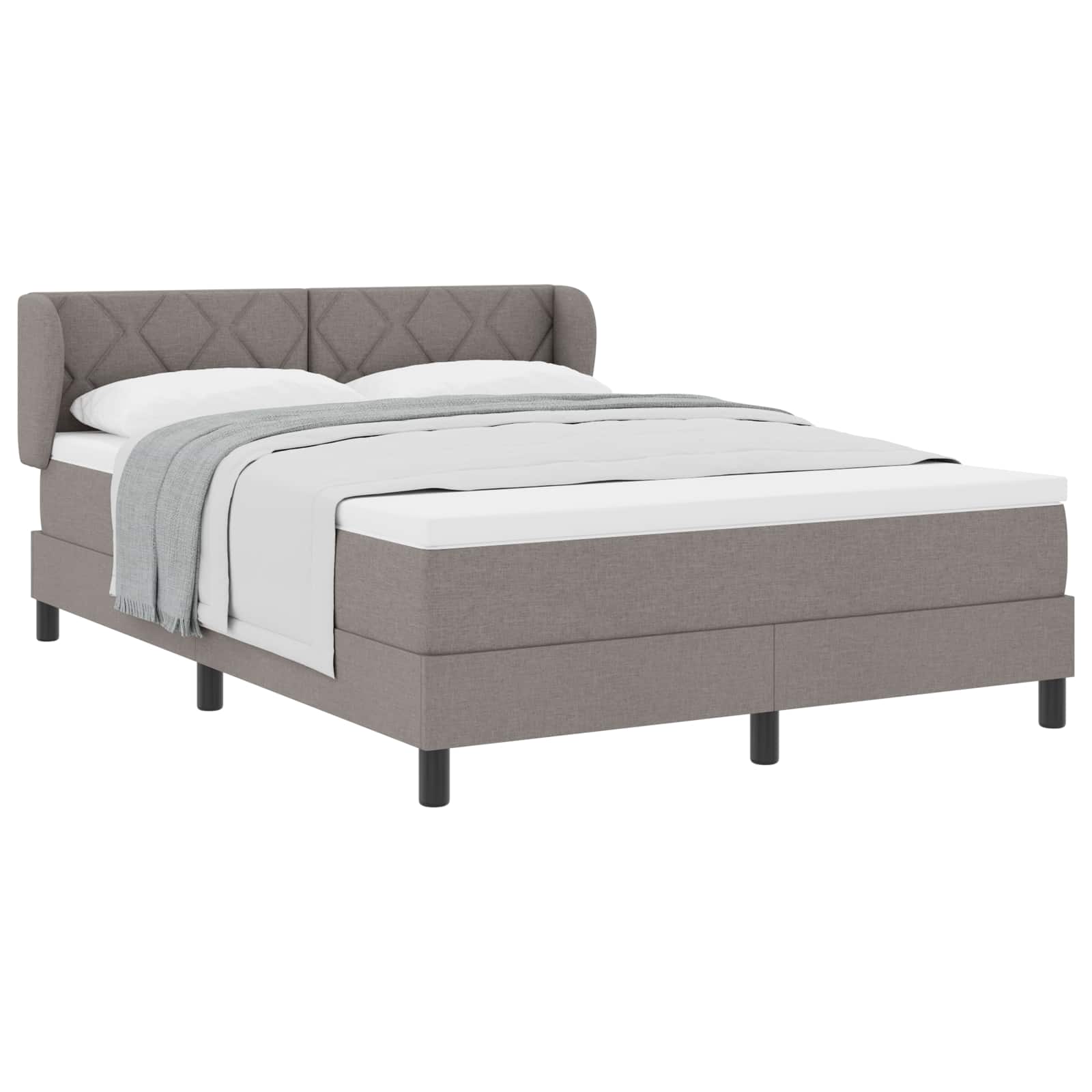 Κρεβάτι με ελατήρια με κεφαλάρι Taupe 140 x 200 cm ύφασμα - Pakobazaar