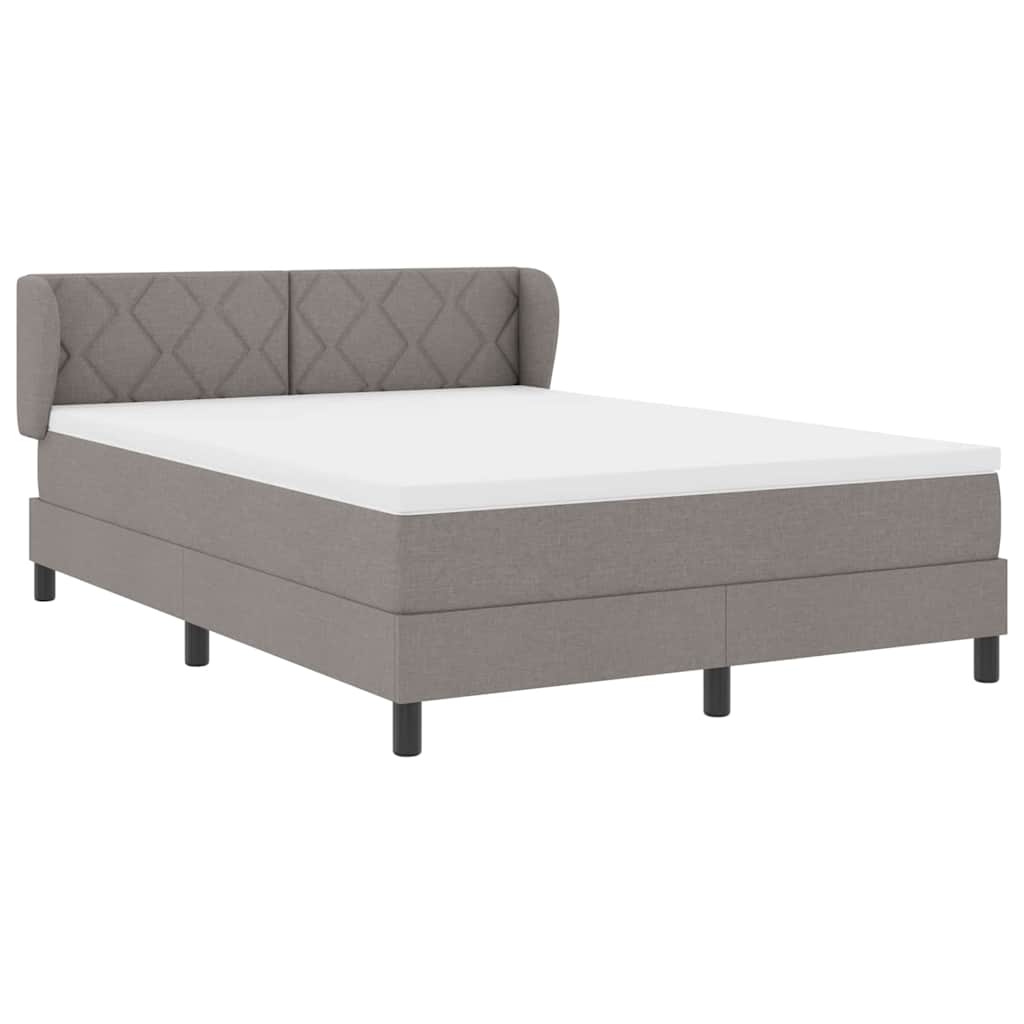 Κρεβάτι με ελατήρια με κεφαλάρι Taupe 140 x 200 cm ύφασμα - Pakobazaar