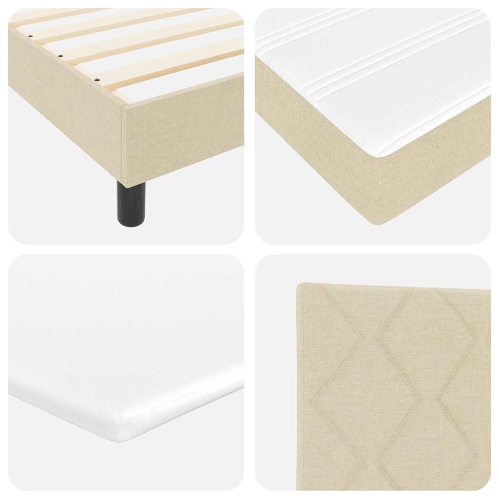Κρεβάτι με ελατήρια με κεφαλάρι Κρεμ 140 x 200 cm ύφασμα - Pakobazaar