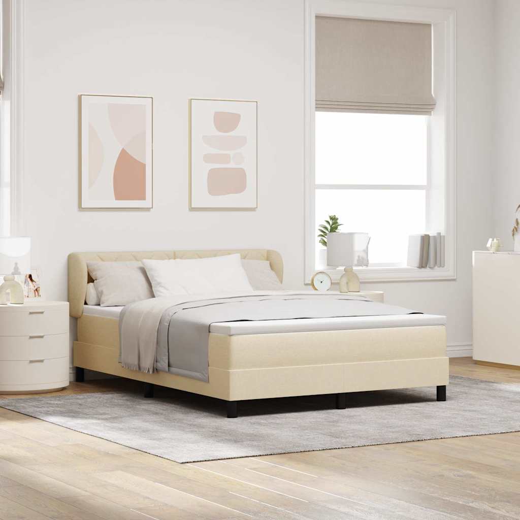 Κρεβάτι με ελατήρια με κεφαλάρι Κρεμ 140 x 200 cm ύφασμα - Pakobazaar