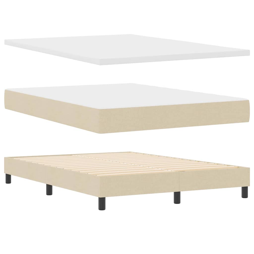 Κρεβάτι με ελατήρια με κεφαλάρι Κρεμ 140 x 200 cm ύφασμα - Pakobazaar